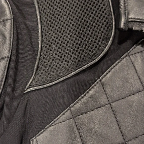 Blanc Noir Quilted Leather Mesh Moto Jacket * Runs Small* - Picture 4 of 12